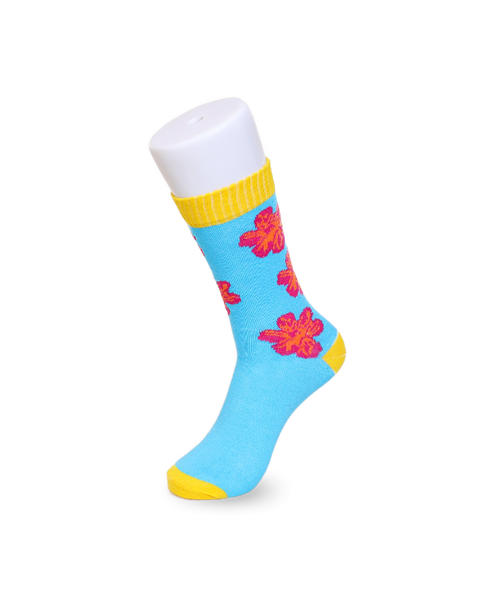 Soxey Flower Damen Socken - Blau/Gelb/Orange/Pink