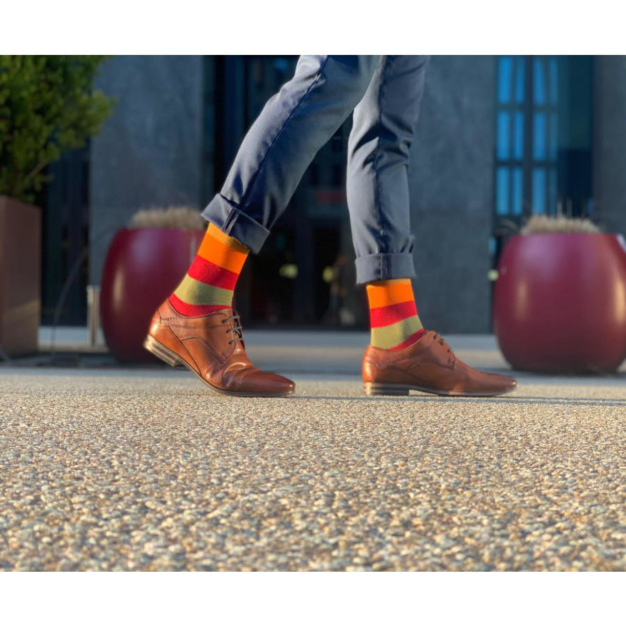 Soxey Rhythm Herren Socken - Gelb/Orange/Bordeaux/Grün/Grau