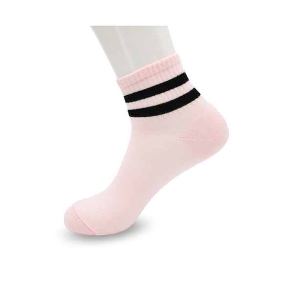 Soxey Double Stripe Damen Socken - Rosa/Schwarz