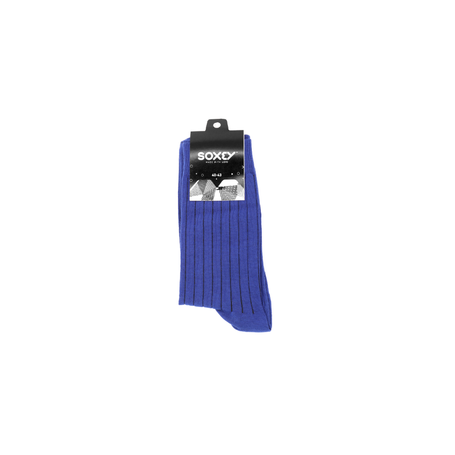 Mens Ribbed Socks - Blue - Soxey